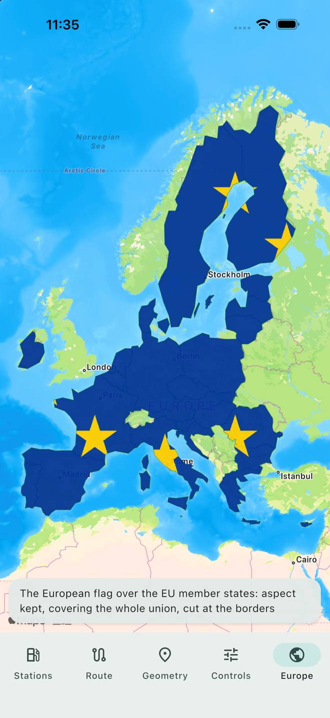 The European flag draped over the EU member states